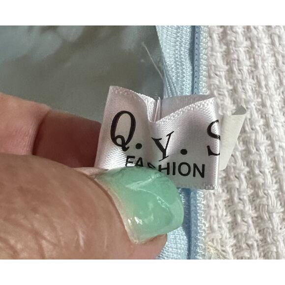 Vtg QYS Fashion Blue White Lace Floral Dress Large Modest Cottage Prairie READ - Picture 7 of 13